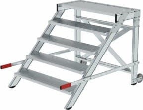 MUNK Aluminium-Arbeitspodest fahrbar in Silber mit 5 Stufen und einer Stufenbreite von 100 cm - Bild 1