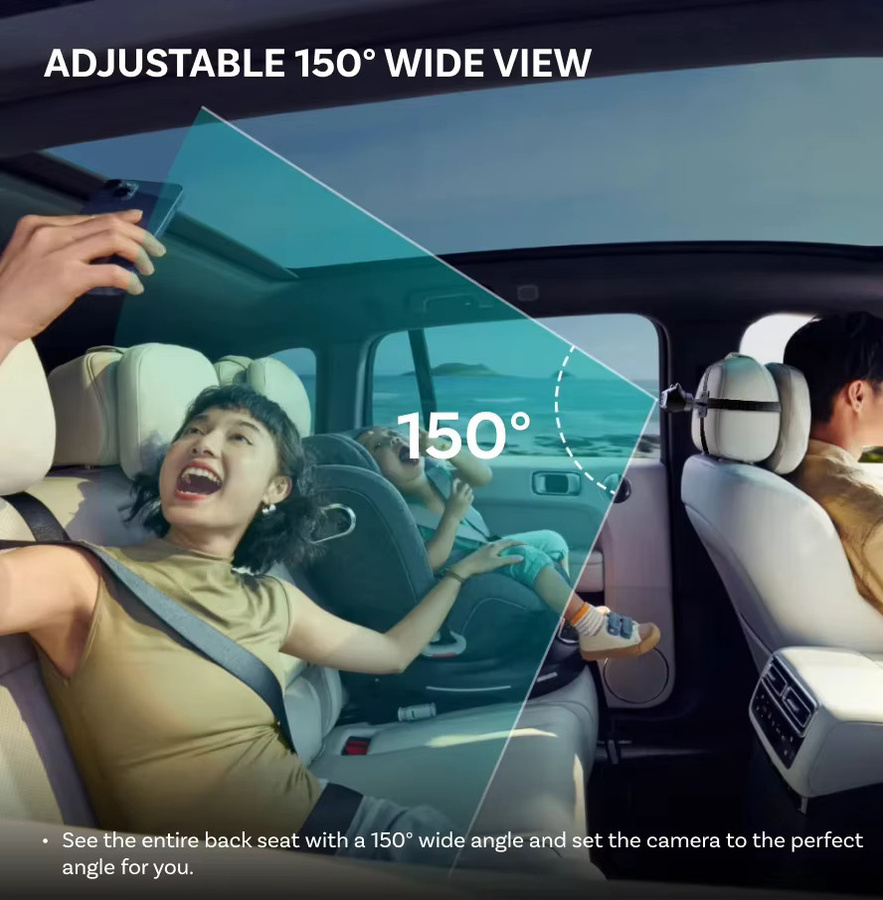 Ottocast Cabin Care Wireless CarPlay Adapter mit 1080P Auto-Rücksitzkamera, 150 Grad Weitwinkel und Nachtsicht für Kinder und Haustiere, Schwarz - Bild 3
