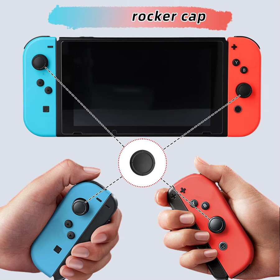 Rutschfeste 3D-Analog-Daumengriffkappen für Nintendo Switch, OLED und Lite Controller als Ersatz-Kit in Schwarz - Bild 1