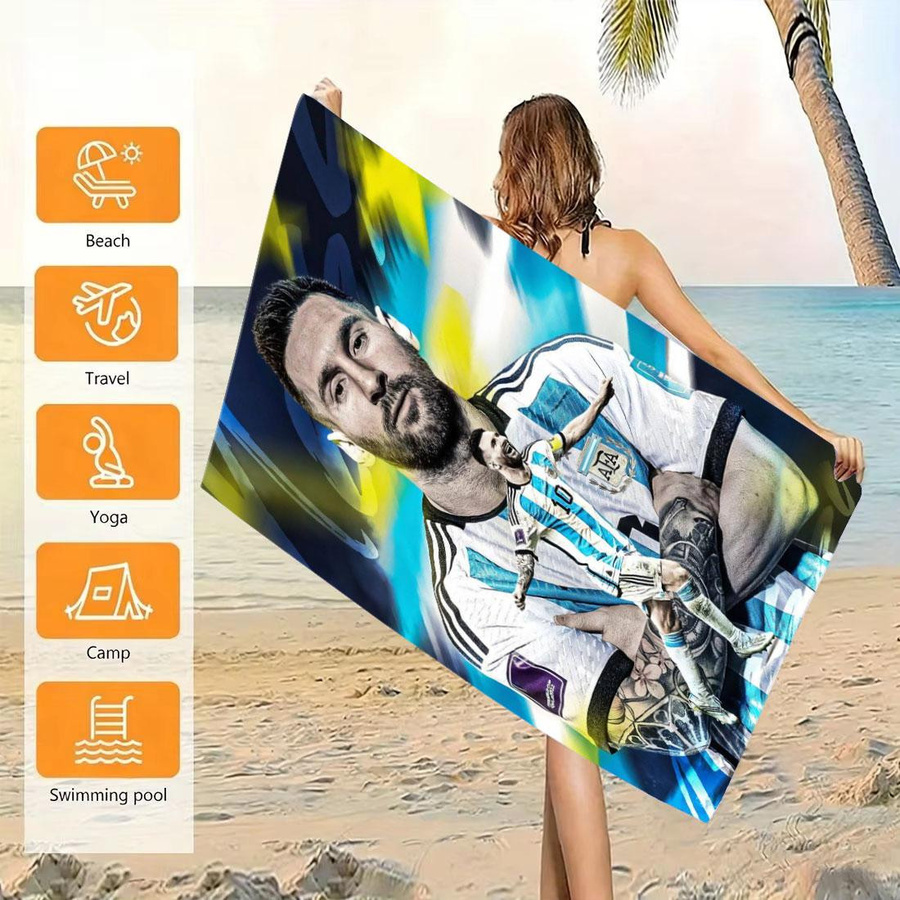 JINGYUE Pet M-Messi Strandtuch, weich und schnell trocknend, B/B: 120 x 180 cm, multicolour - Bild 2