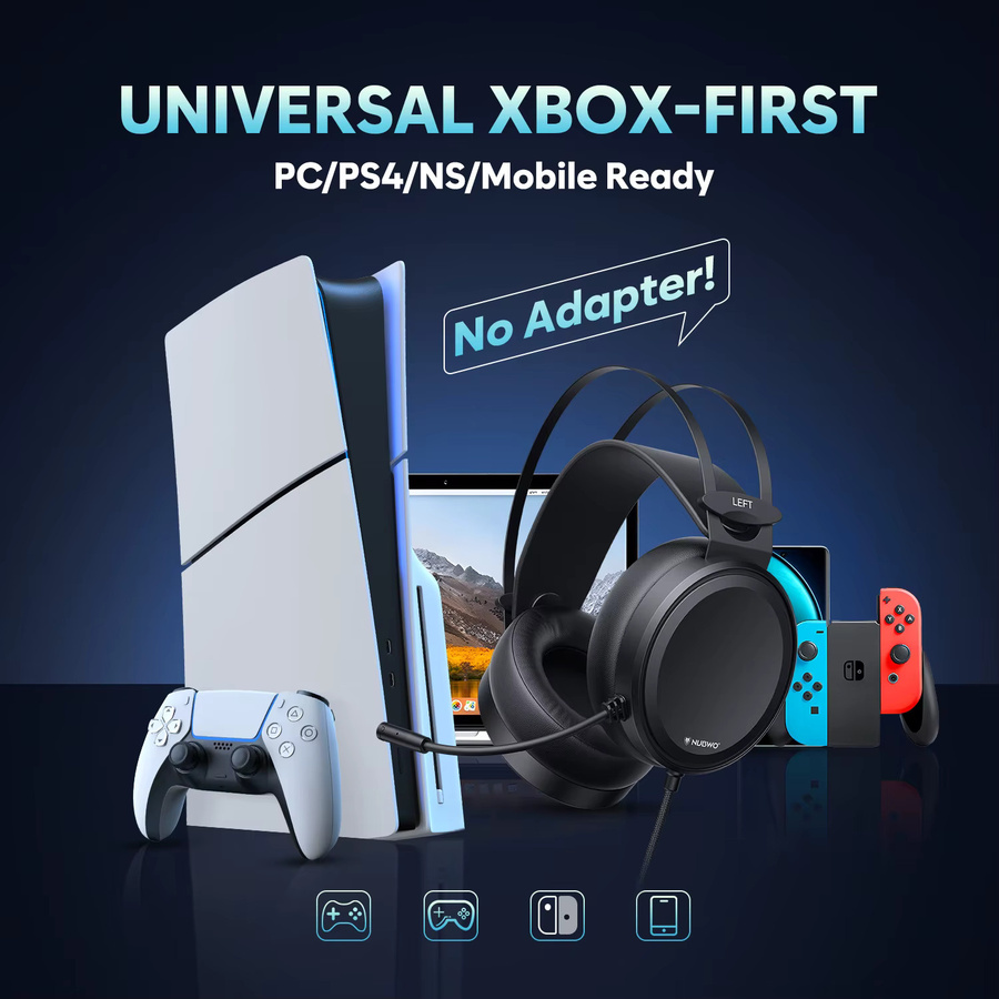 NUBWO N7 Over-Ear-Gaming-Kopfhörer mit Geräuschunterdrückung in Schwarz für PC, PS4, PS5 und Xbox One - Bild 2