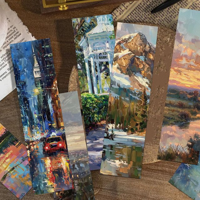 30 Stück Ölgemälde Landschaft Lesezeichen aus Papier, bunte Buchmarker für Studenten und Literatur-Liebhaber - Bild 1