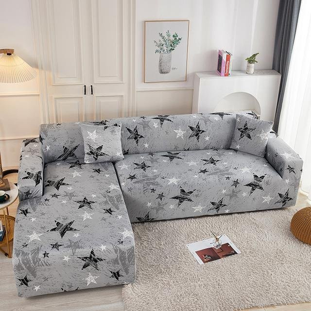 S-EMIGA Elastischer Sofa-Schonbezug mit Floral-Design in Grau für 1- bis 4-Sitzer - Bild 1