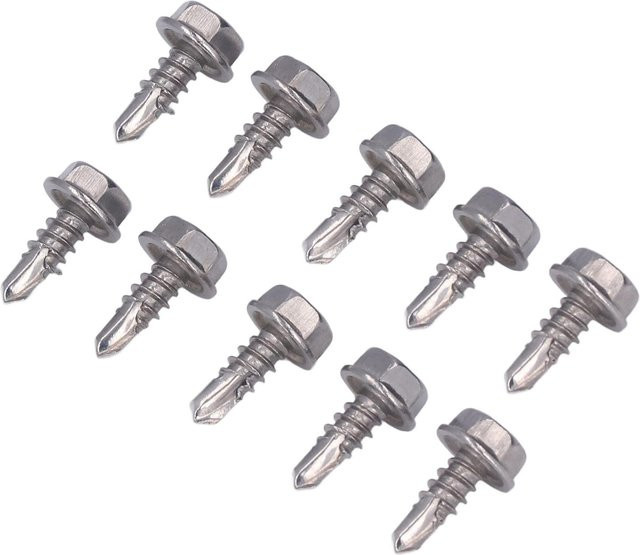 Painter 50 Stück Selbstschneidende Sechskant-Schrauben mit Unterlegscheibe aus Edelstahl in Silber, Durchmesser: 4,8 mm, Länge: 13 mm - Bild 1