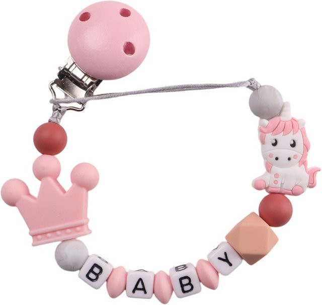 Baby Comfort Schnullerkette mit Einhorn aus Silikon, BPA-frei, Rosa / Pink - Bild 1