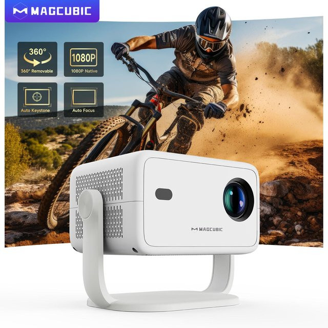 Magcubic L018 Projektor mit Android 14, 8K Unterstützung, 650 ANSI Lumen, Autofokus, Keystone-Korrektur, Full HD, 360 Grad Rotation, Wifi 6 und Bluetooth 5.4, Weiß - Bild 1