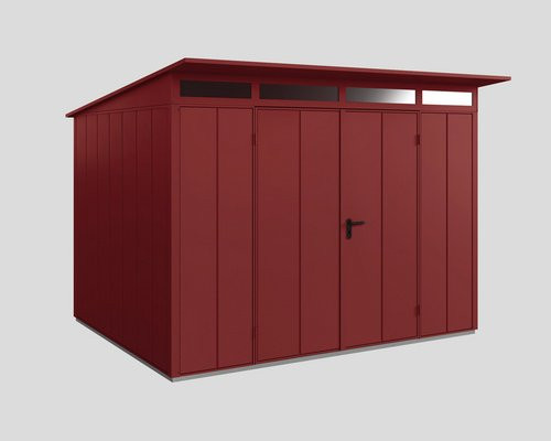 Ecostar Gerätehaus Elegant-P aus Metall in Rot mit Pultdach und Doppeltür, B/H/T: 302,8 x 232,3 x 238 cm - Bild 1