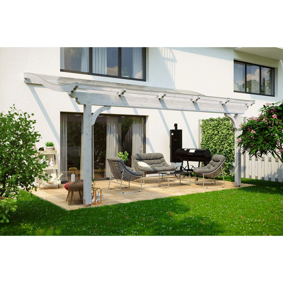 Skan Holz Terrassenüberdachung Verona aus Leimholz mit Polycarbonat-Dach in Weiß, B/T/H: 541 x 339 cm - Bild 2