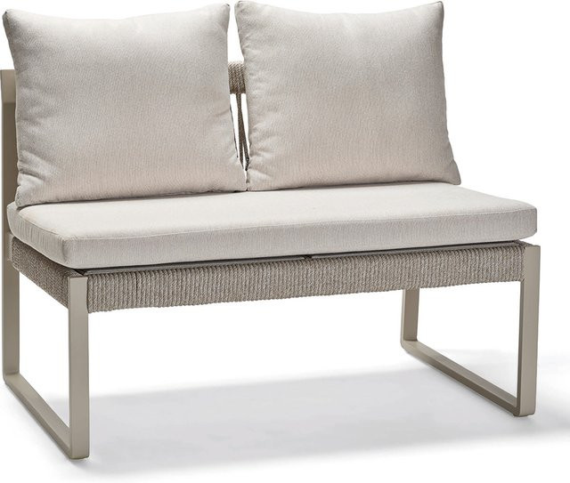 Stern Bank Tammo 2-Sitzer aus Aluminium in Greige mit Kordel und Kissenset aus 100% Polyacryl in Ivory - Bild 1