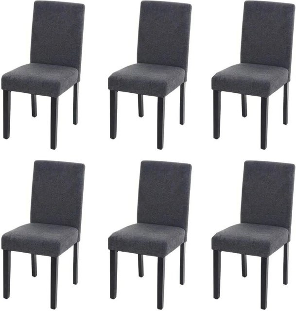 6er-Set MCW Esszimmerstühle Littau aus Textil in Anthrazitgrau mit Pappelholz-Beinen - Bild 2