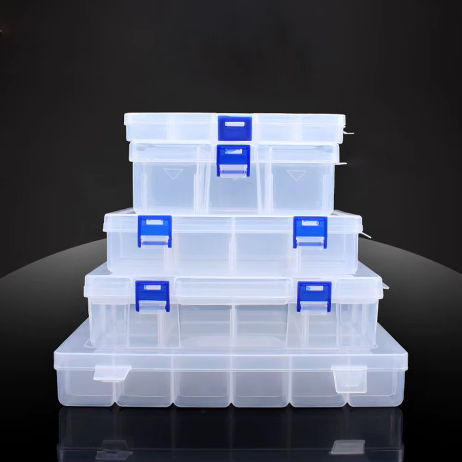 Transparente Kunststoff-Aufbewahrungsbox mit 6 oder 8 Fächern und Deckel für Kleinteile, Schmuck und Schrauben - Bild 2