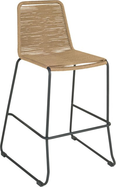 VEGA Outdoor Barstuhl Filea im 2er Pack, Sitz beige mit Ropegeflecht und schwarzem Gestell, B/T/H: 62 x 60 x 108 cm - Bild 1