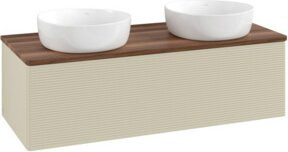 V&B Waschtischunterschrank Antao mit Frontstruktur und Beleuchtung, Farbe: Weiss, B/T/H: 120 x 50 x 50 cm - Bild 1