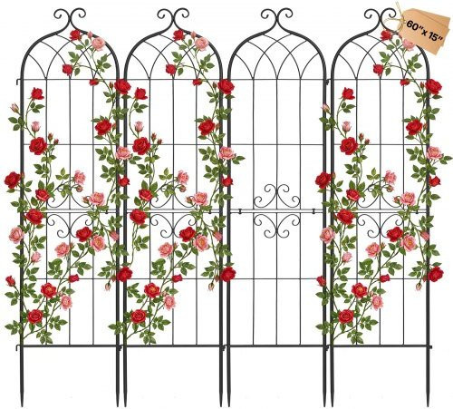 VEVOR Rankgitter aus Stahl im 4er-Pack, Schwarz, Kletterhilfe und Gartenspalier für Blumen, Gemüse und Rosen, H x B: 152 x 40,5 cm - Bild 1
