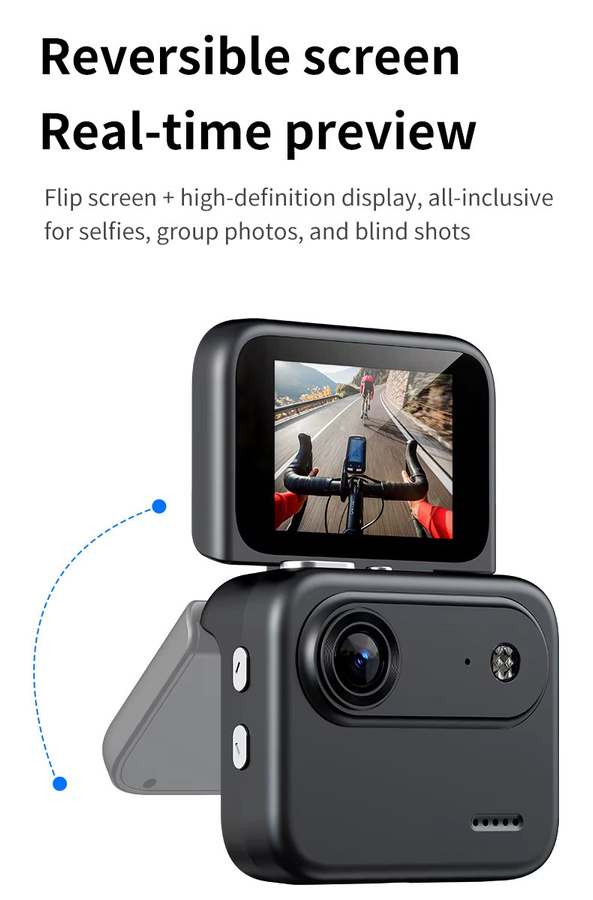 BAJEAL HD Y360 Action-Kamera mit umklappbarem ABS-Bildschirm und Brusthalterung - Bild 2