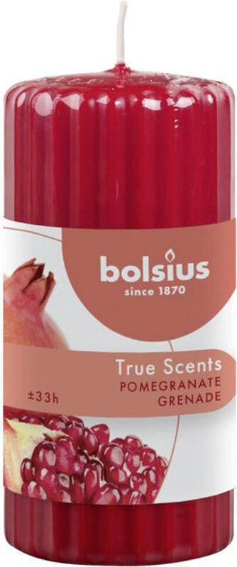 Bolsius True Scents Duft-Stumpenkerze Granatapfel Rot, geriffelt, Höhe: 12 cm, Durchmesser: 5,8 cm - Bild 1
