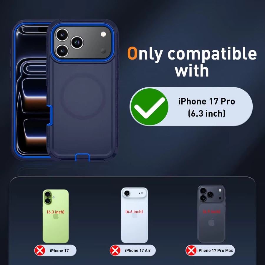 3in1 OTT Military Anti-Drop Magnetische Schutzhülle für iPhone 17 Pro Max, 16, 15, 14 Plus, 13 – Robuste Stoßfeste Rüstung Abdeckung in Schwarz oder Blau - Bild 6