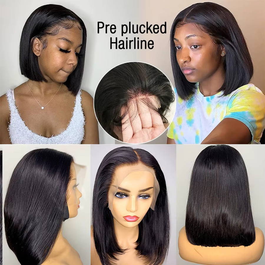 JAYCEE HAIR Bob-Perücke aus Echthaar, kurze Spitze-Front, Damen - Bild 5