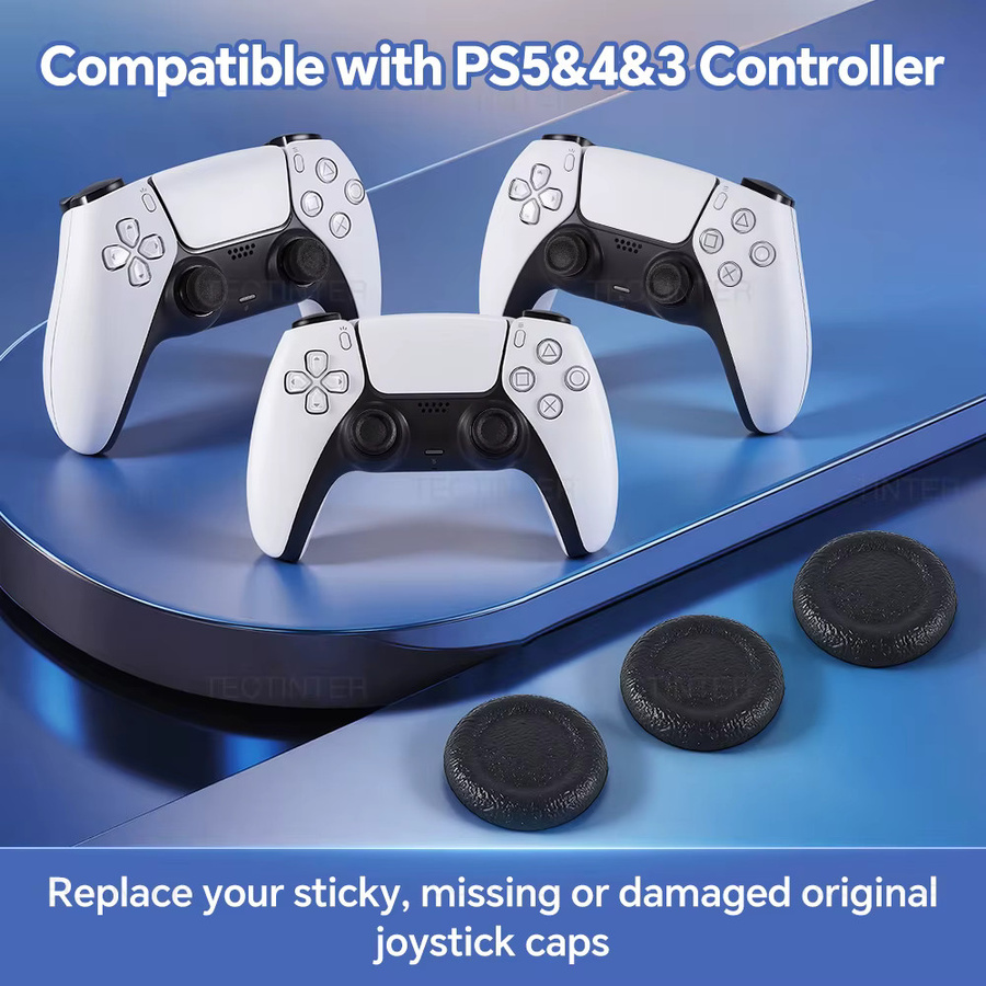 TECTINTER Joystick Ersatz Kappen für PS5 und PS4 Controller, Thumbstick Grip Abdeckung in Schwarz, PlayStation 5 Spiel Zubehör - Bild 2