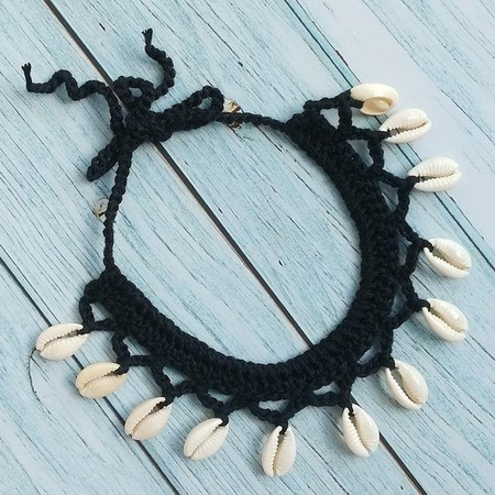 Wucifang Jewelry Fußkettchen, gehäkelt, schwarz, 60 cm, Damen