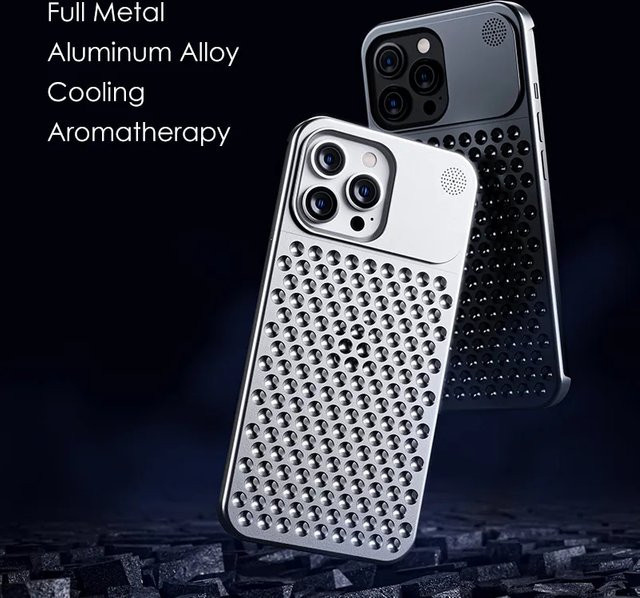 Stoßfeste Aluminium-Handyhülle mit Wärmeableitung für iPhone 16, 15, 14, 13, 12 Pro Max in Silber - Bild 1