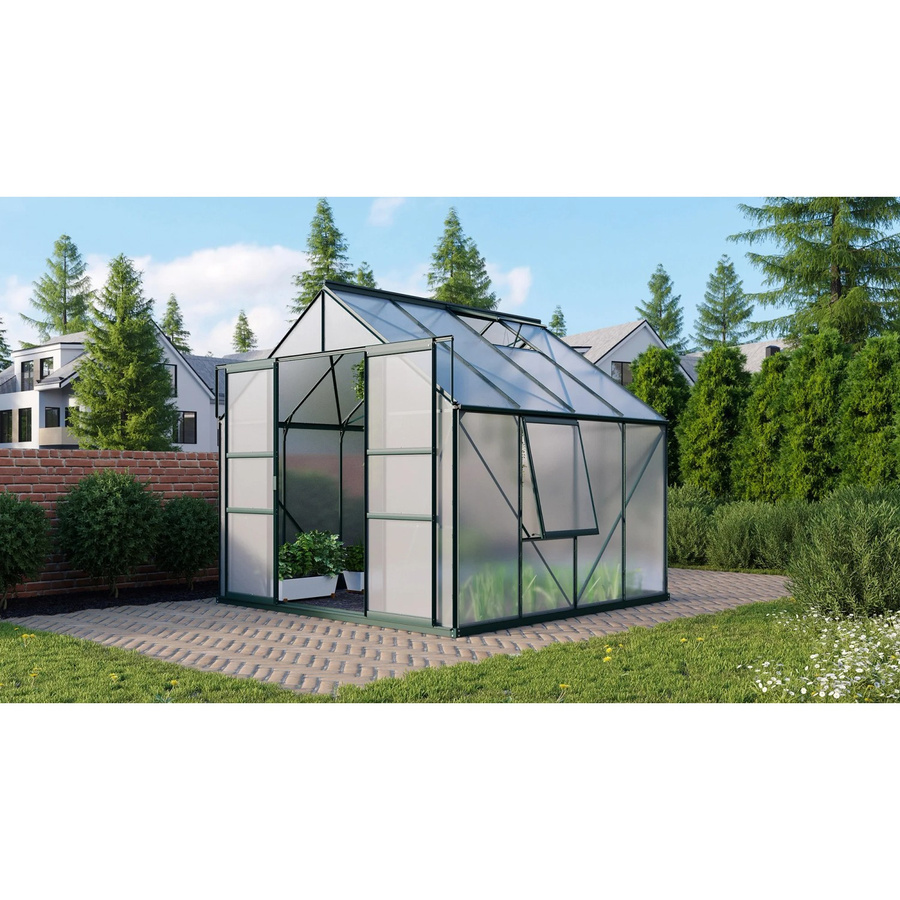 Vitavia Gewächshaus Meridian 6700 in Smaragdgrün mit Polycarbonat-Platten und Doppelschiebetür, 6,7 m² - Bild 3