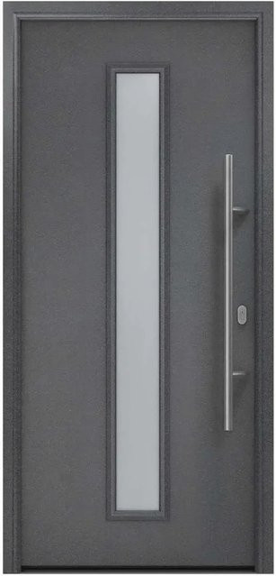 EcoStar Haustür Isopro IP 020S in Anthrazitmetallic mit Glaseinsatz, B/H: 110 x 210 cm, DIN Rechts - Bild 1