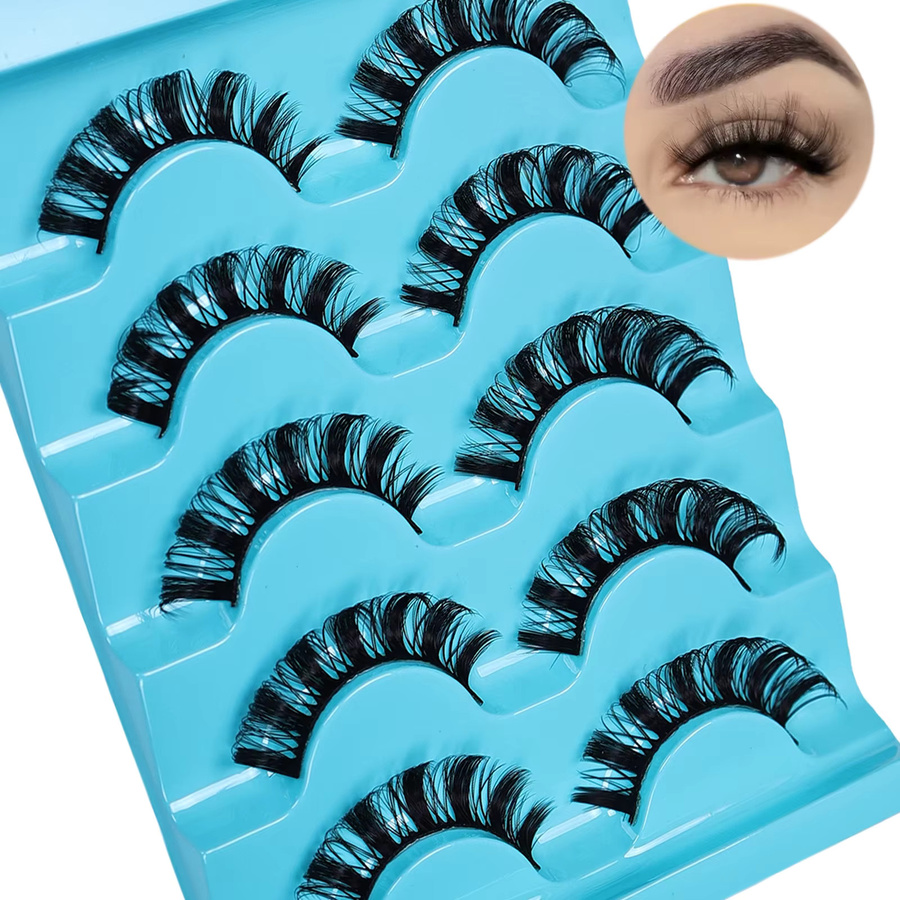 JIEFUXIN Falsche Wimpern, 5 Paar, synthetische Fasern - Bild 5