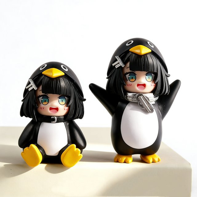 Tomorrow's Ark Gugu Gaga Kleiner Pinguin Anime-Figur aus PVC in Sitz- und Stehposition - Bild 1