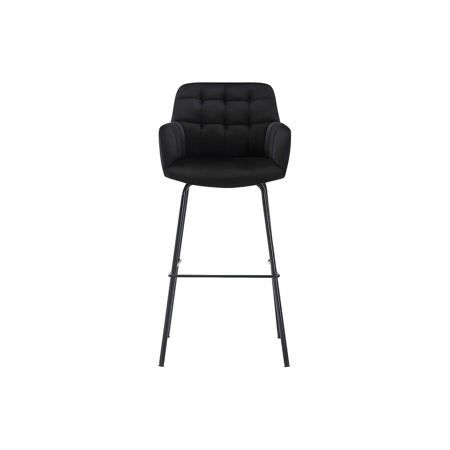 Vente-unique Barhocker Pega in Schwarz aus Samt und Metall, Höhe: 50 cm - Bild 2