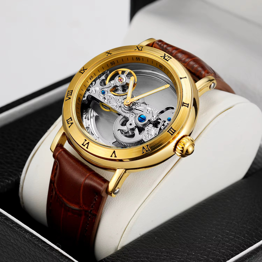 Forsining Armbanduhr Automatik, Edelstahl, Leder, Herren, Silber - Bild 1