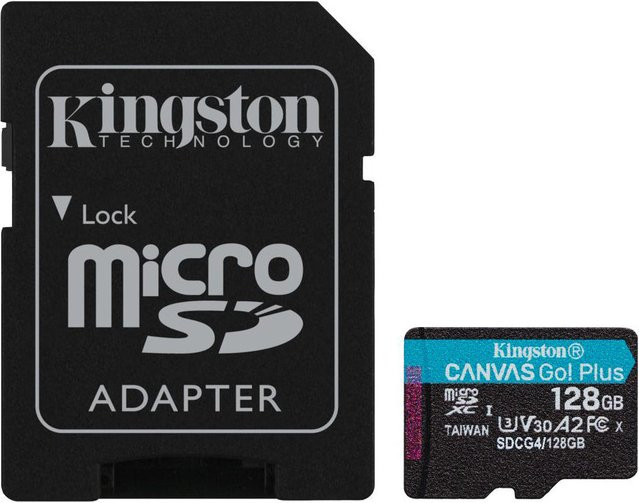 Kingston Canvas Go! Plus microSDXC Speicherkarte, 128 GB, V30, A2, Schwarz - Bild 1