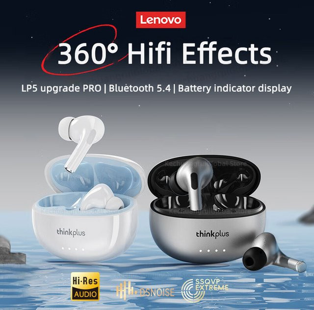 Lenovo LP5 Pro True Wireless Bluetooth 5.4 In-Ear Kopfhörer mit Mikrofon in Weiß - Bild 1
