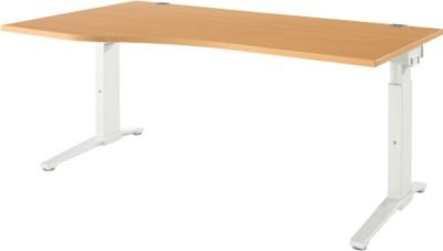 Schäfer Shop Genius Schreibtisch ERGOSTYLE S, manuell höhenverstellbar, Rechteck, C-Fuß, Buche/weiß, B: 180 cm, T: 80-100 cm, H: 67,5-89,5 cm - Bild 1