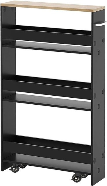 Costway Küchenwagen und Badregal mit 4 Etagen in Schwarz, modern und matt, B/T/H: 47.5 x 13 x 80.5 cm - Bild 1