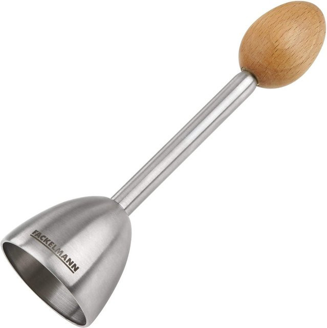 Fackelmann Eierköpfer mit Federzugsystem Eco aus Edelstahl und Holz in Silber und Beige - Bild 1