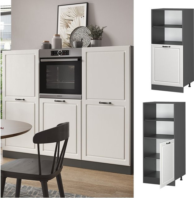 Vicco R-Line Backofenumbauschrank im Landhausstil, Küchenschrank in Anthrazit und Weiß, Breite: 60 cm - Bild 1