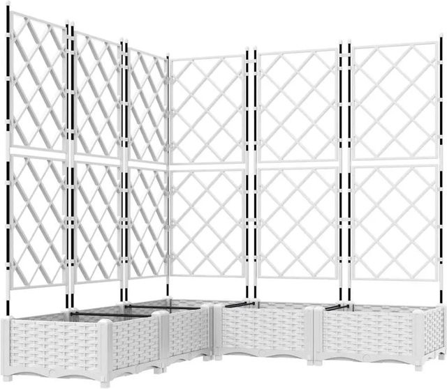 vidaXL Garten-Pflanzgefäß Set aus Stahl in Weiß, 5 Stück, B/T/H: 120 x 120 x 125,5 cm - Bild 1