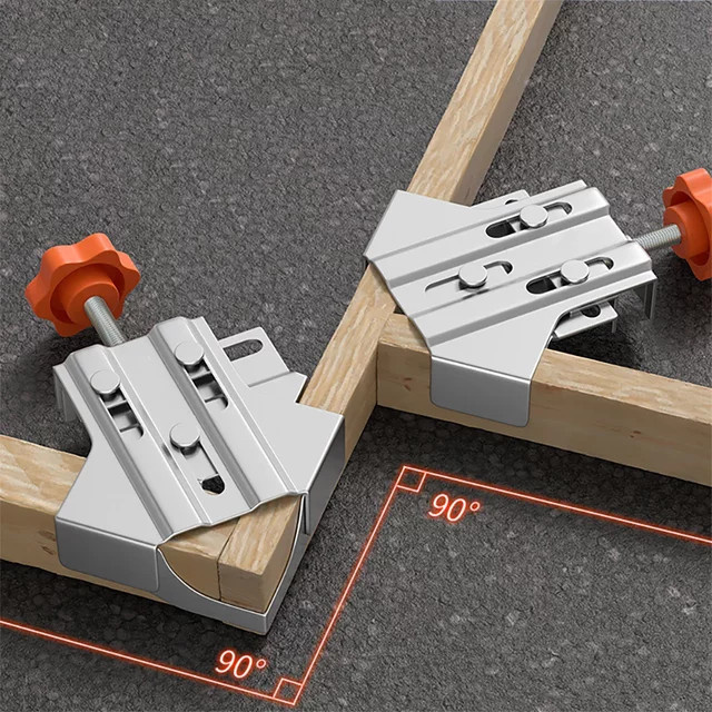 FNICEL Eckklemme aus Stahl in Silber, 90 Grad rechtwinklige Schnellspleißklemme mit verstellbarer Schwenkbacke für Tischler, DIY-Rahmen und Schweißen - Bild 1