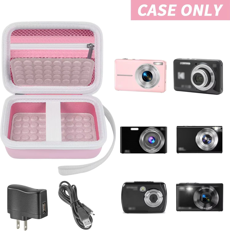 Kasfoti Aufbewahrungstasche für Digitalkameras in Pink, kompatibel mit CAMKORY, Lecnippy, Lecran, Kodak PIXPRO und Qumcou - Bild 2