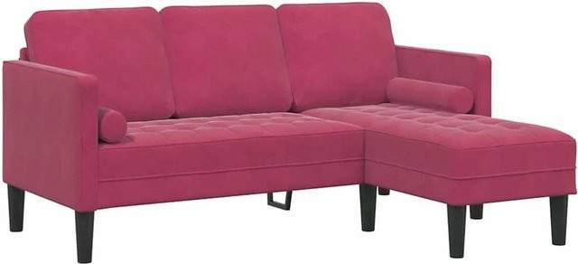 vidaXL Sofa Set L-Form in Weinrot mit Kissen aus Samt und Holzrahmen - Bild 1