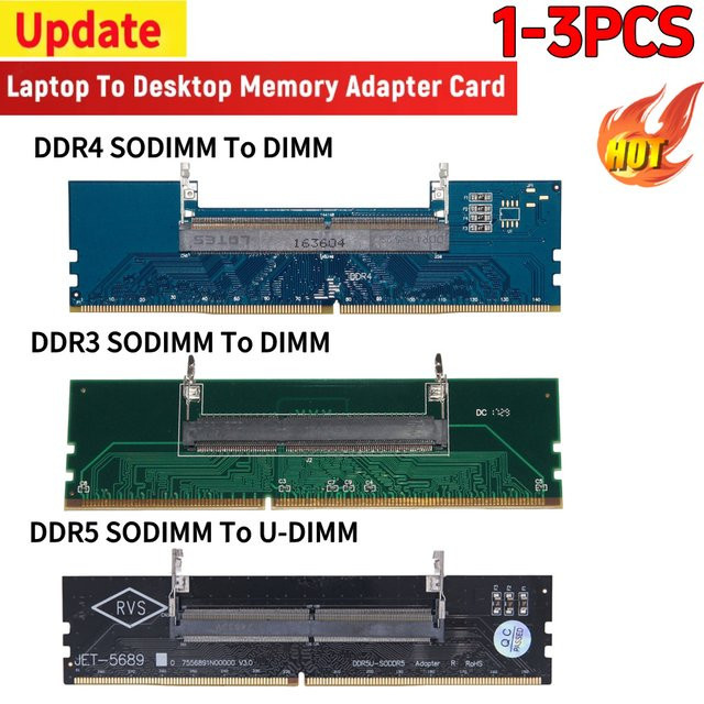 VODOOL Laptop-zu-Desktop SO-DIMM zu PC-DIMM Adapter für DDR3 DDR4 DDR5 Speichersticks in Blau - Bild 1
