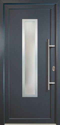 Meeth Kunststoff-Haustür Signum Exklusiv in Grau mit satiniertem Glaseinsatz und nach innen öffnender Funktion - Bild 1