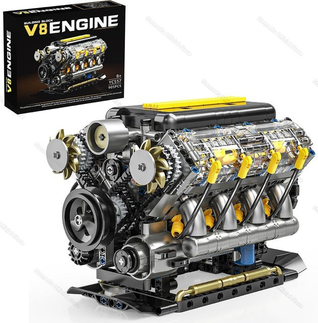 stemedu Mechanische Simulation V8 Motor Modell Bausteine, 905 Teile, ab 8 Jahren - Bild 1