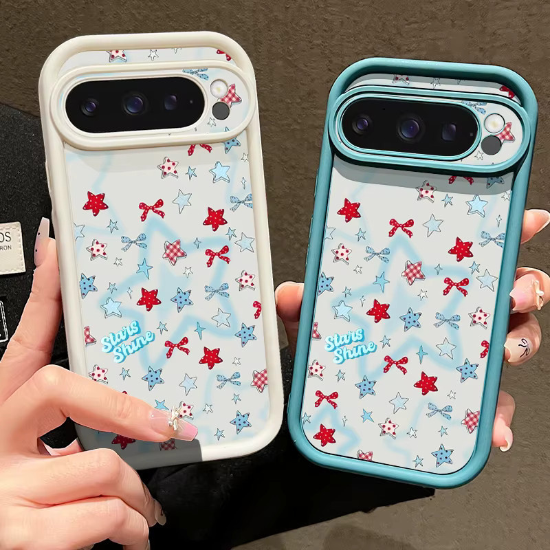 Bunte Sterne Schleife TPU Handyhülle für Google Pixel 8 Pro, 9 Pro, 10 Pro XL und weitere Modelle, stoßfeste Silikonhülle in Multicolour - Bild 1
