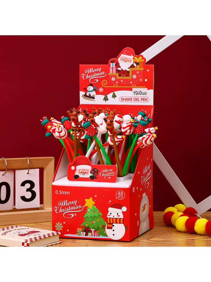 12 Stück Weihnachtsmann Gelschreiber Set mit schwarzer Tinte, 0,5 mm, Mehrfarbig - Bild 4