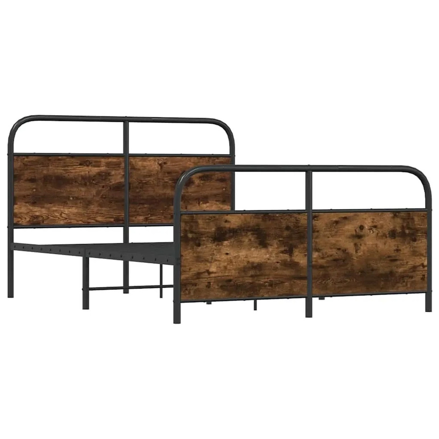 vidaXL Metallbett in Räuchereiche ohne Matratze, B/T: 140 x 190 cm - Bild 2