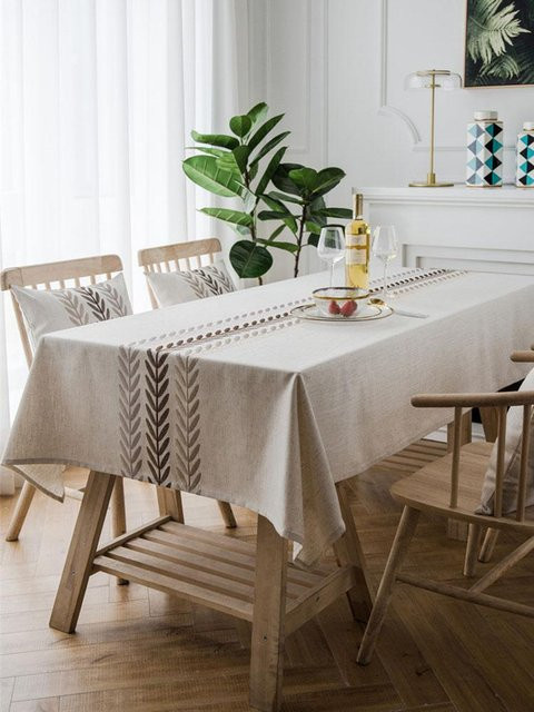 Super Six Tischdecke Anglicanum mit Quaste aus Baumwolle und Leinen, Beige, B/B/H: 90 x 90 x 1 cm - Bild 1