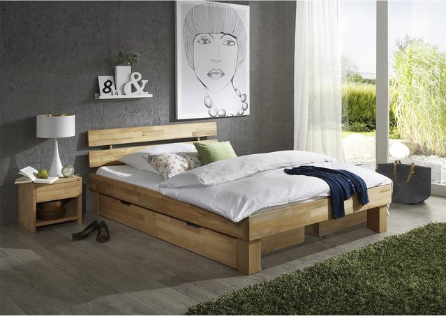 AMD Möbel Futonbett Judith Doppelbett aus Massivholz B/T/H: 180 x 200 cm, Farbe: Braun - Bild 1