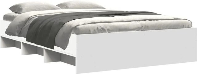 vidaXL Bettgestell aus Holzwerkstoff in Weiß mit Seitenfächern B/T/H: 138 x 138 x 35 cm - Bild 1